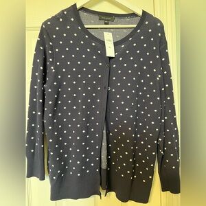 Ann Taylor Navy Polka Dot Sweater/ with tags